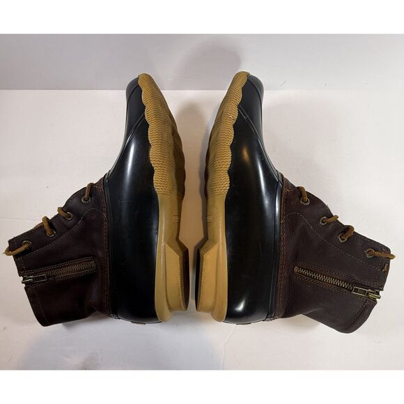 Sperry Womens Duck Boot Brown Rain Booties Warm Microfleece Rawhide Lace Up 11 - Picture 8 of 12